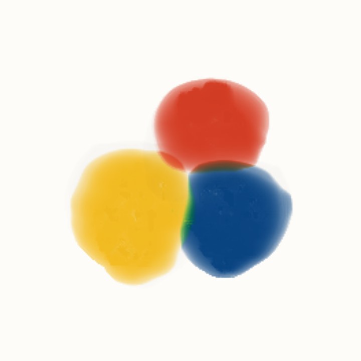 Red, yellow and blue meeting in one place