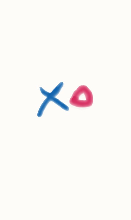 A sheet painted in the app: a blue cross and a pink triangle